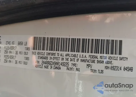 2010 Chrysler Town & Country Limited z USA, uszkodzony, nr VIN 2A4RR6DX9AR149225